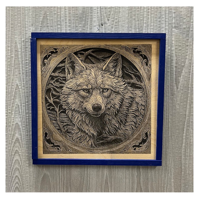 (image for) Wolf Head Laser Art, Framed