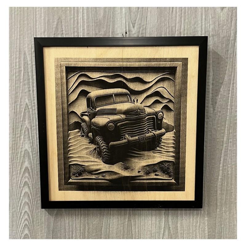 (image for) Old Truck Laser Art, Framed