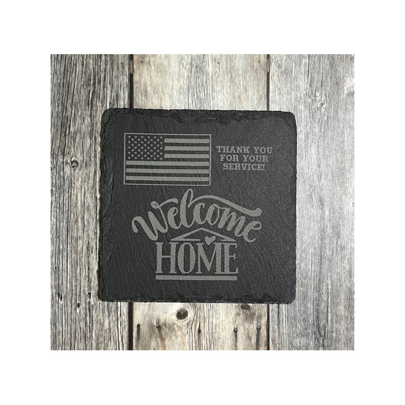 (image for) 4" Square Slate Coaster, Set of 4.