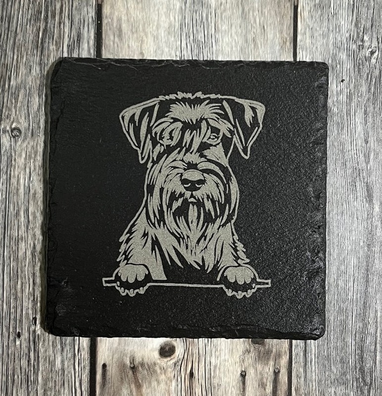 (image for) Schnauzer Design, 4" Slate Coaster, set of 4