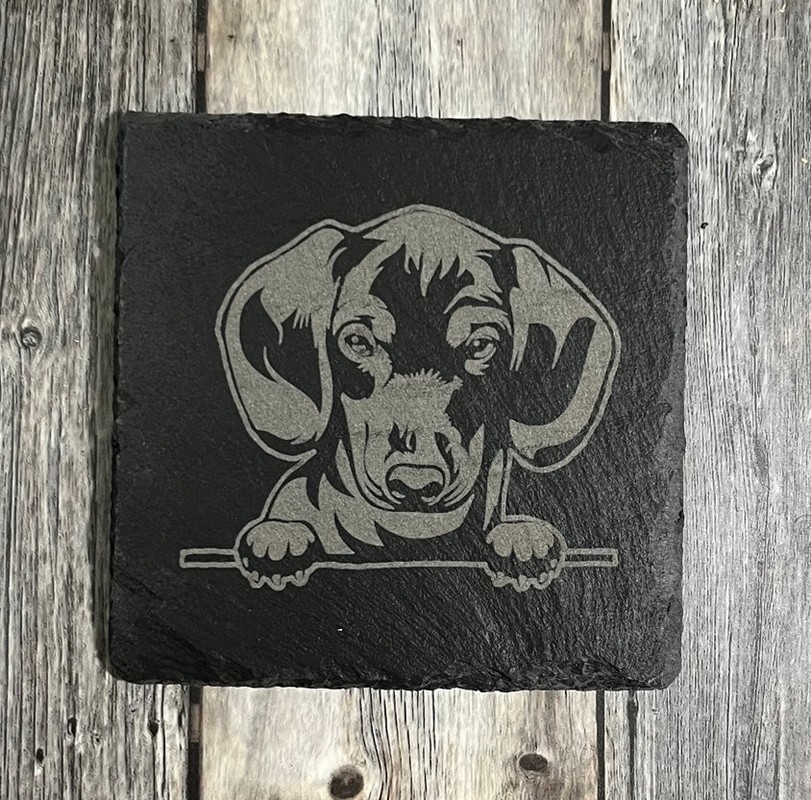 (image for) Dachshund Design, 4" Slate Coaster, set of 4