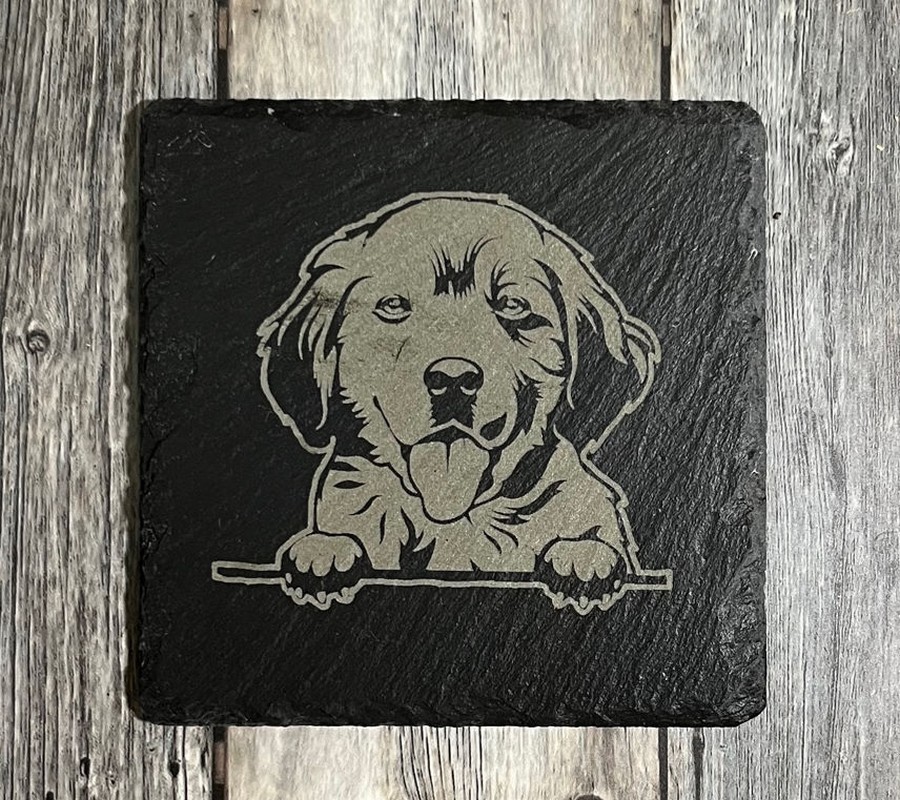 (image for) Dog Design, 4" Slate Coaster, set of 4