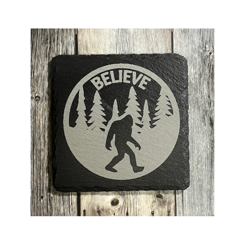 (image for) Bigfoot 4" Square Slate Coaster, set of 4