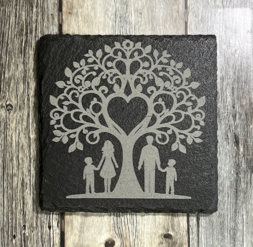 (image for) Family Tree Design, 4" Slate Coaster, set of 4