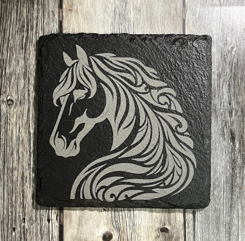 (image for) Horse Head Design, 4" Slate Coaster, set of 4