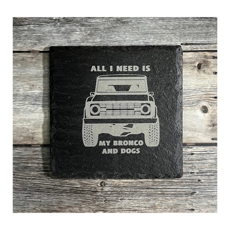 (image for) Bronco and Dogs Design, 4" Slate Coaster, set of 4