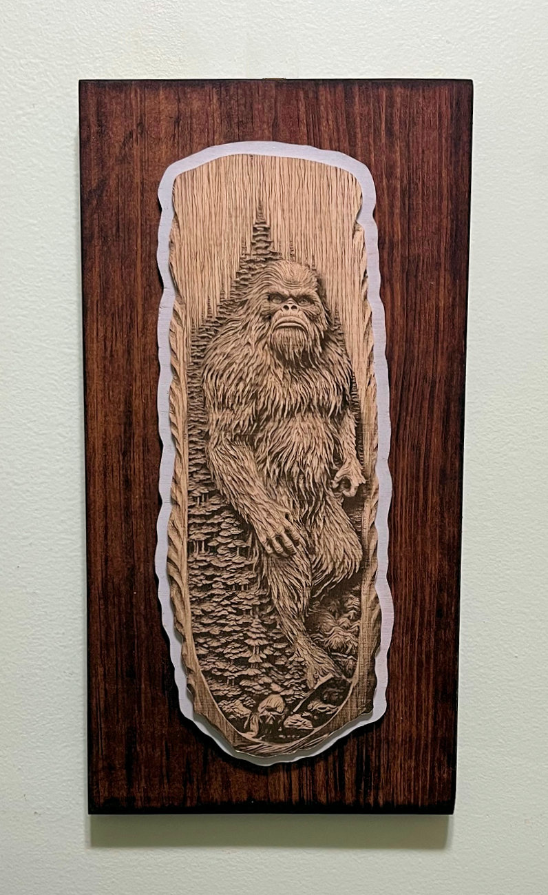 (image for) Bigfoot Laser Art with Dark Backer.