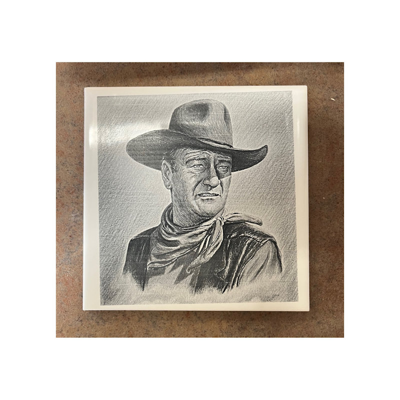 (image for) Ceramic Trivet, 6" Square with John Wayne