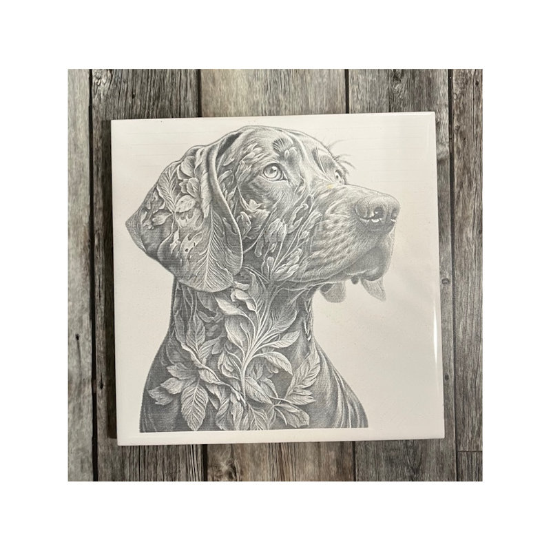 (image for) Ceramic Trivet, 6" Square with Dog