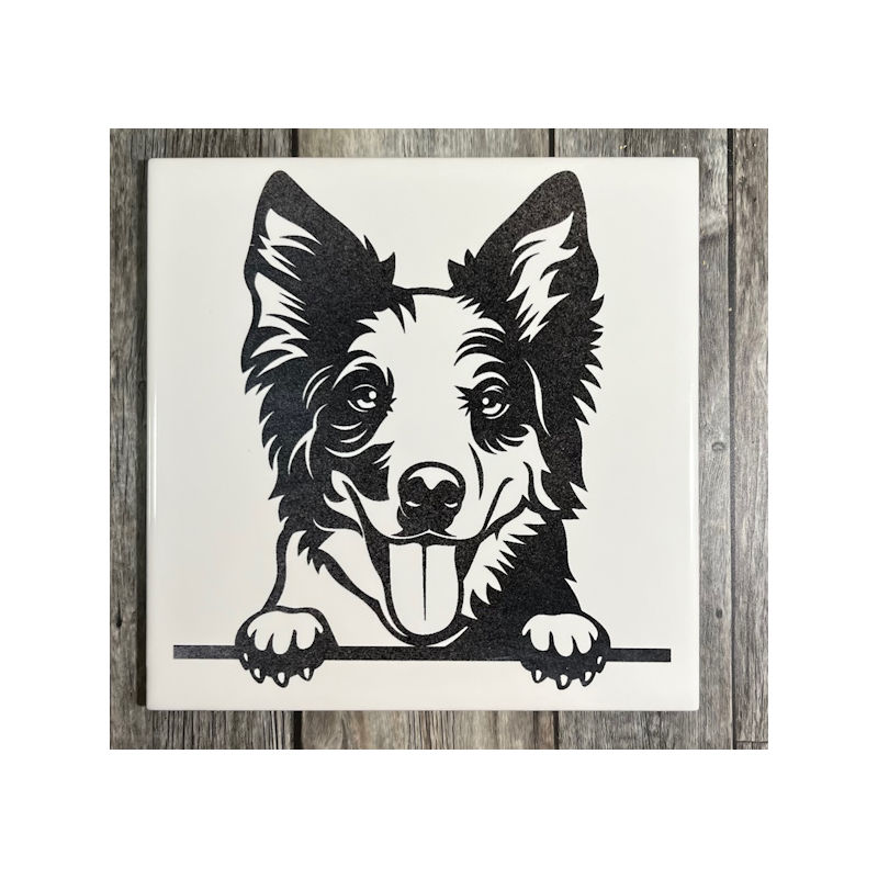 (image for) Ceramic Trivet, 6" Square with a Australian Shepherd.