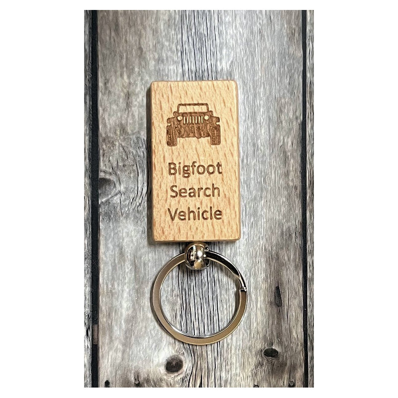 (image for) Bigfoot Search Vehicle Wood Keychain