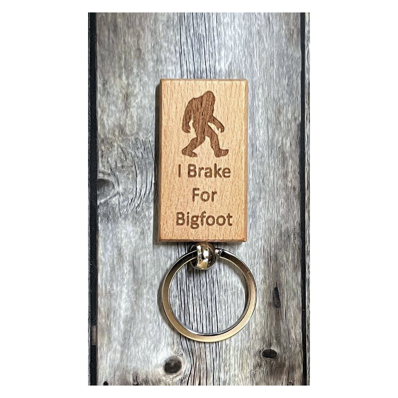 (image for) I Brake for Bigfoot Wood Keychain