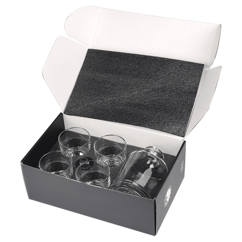 (image for) 850ml Round Glass Decanter Set with Four DG401 9 oz. Glasses and Gift Box