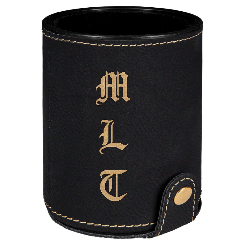 (image for) Light Brown Laserable Leatherette Dice Cup with 5 Dice