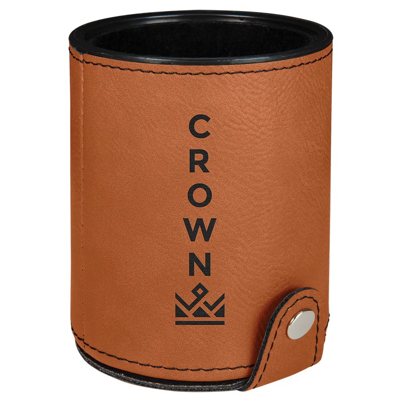 (image for) Light Brown Laserable Leatherette Dice Cup with 5 Dice