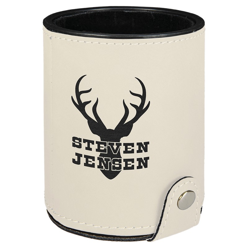 (image for) Light Brown Laserable Leatherette Dice Cup with 5 Dice