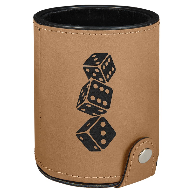 (image for) Light Brown Laserable Leatherette Dice Cup with 5 Dice