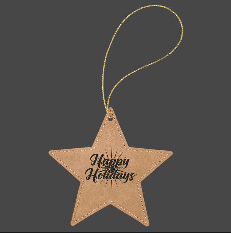 (image for) Leatherette Star Ornament with Gold String