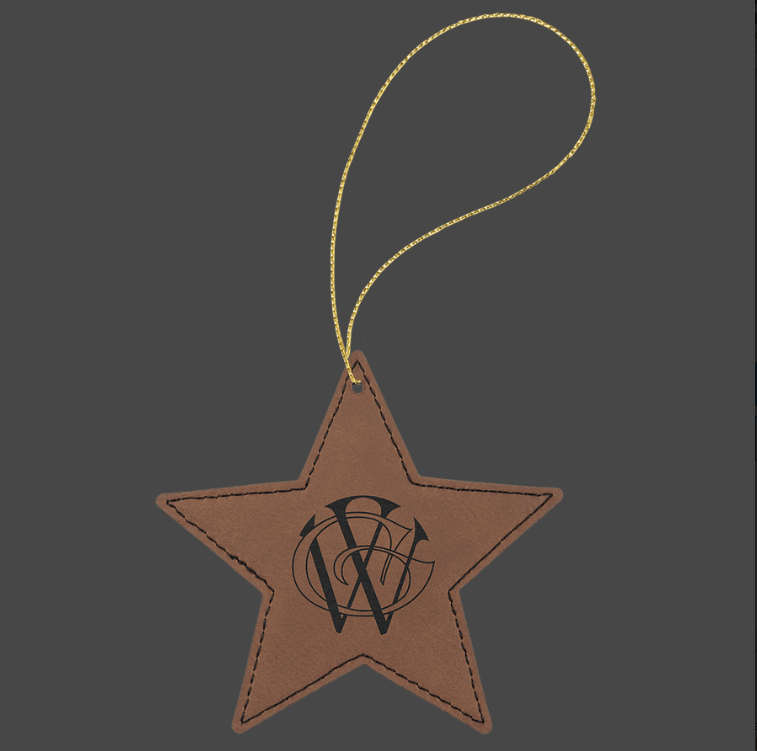 (image for) Leatherette Star Ornament with Gold String