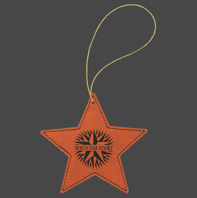 (image for) Leatherette Star Ornament with Gold String