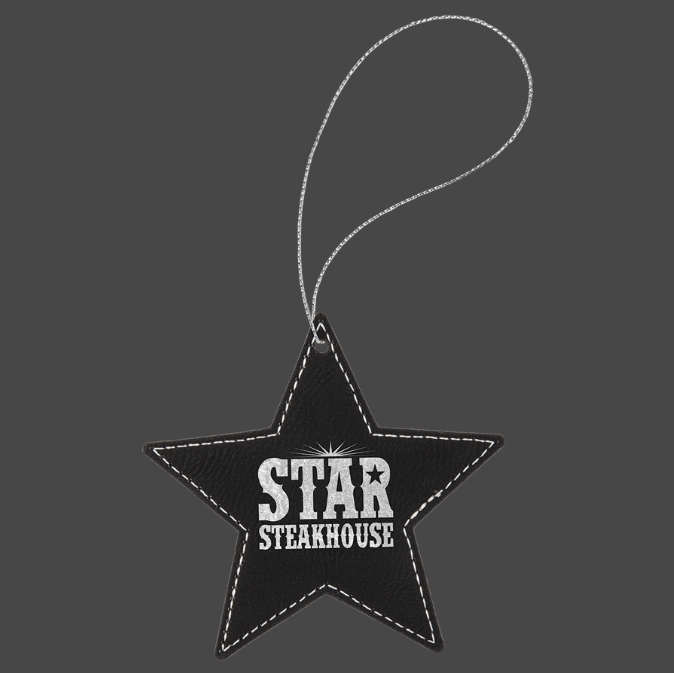 (image for) Leatherette Star Ornament with Gold String