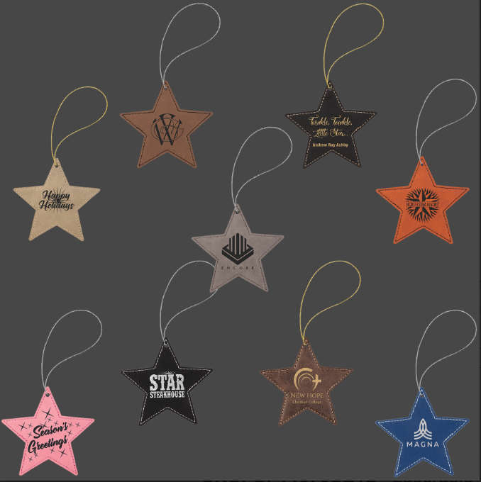 (image for) Leatherette Star Ornament with Gold String