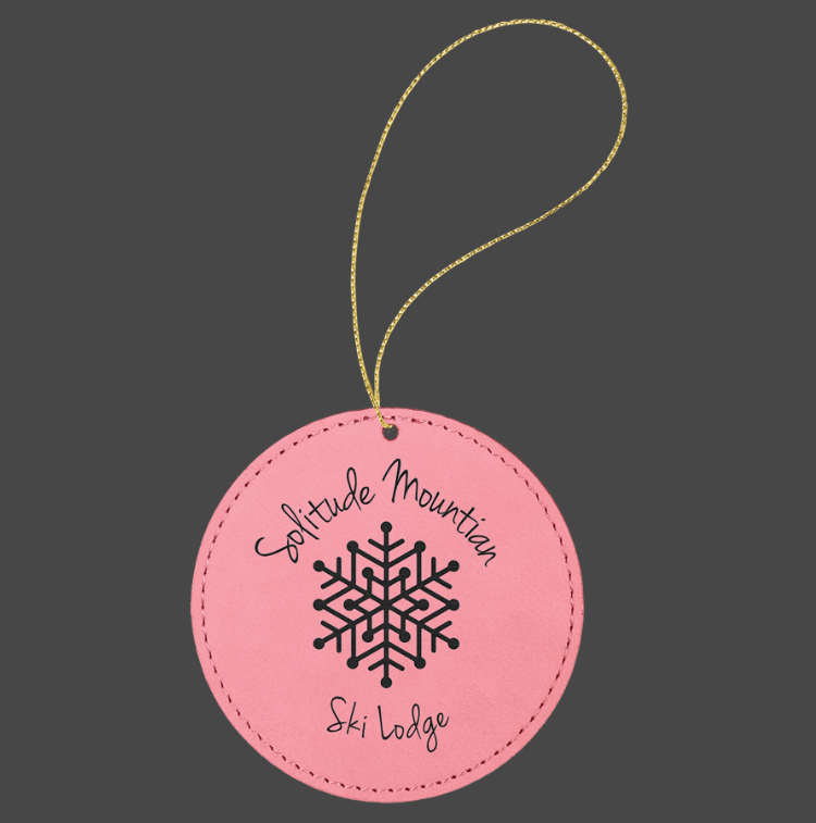 (image for) Leatherette Round Ornament with Gold String