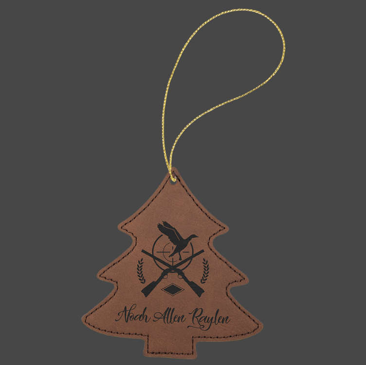 (image for) Leatherette Tree Ornament with Gold String