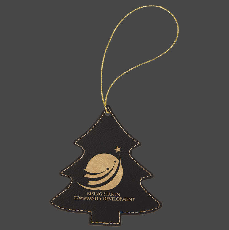 (image for) Leatherette Tree Ornament with Gold String