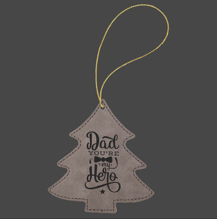 (image for) Leatherette Tree Ornament with Gold String