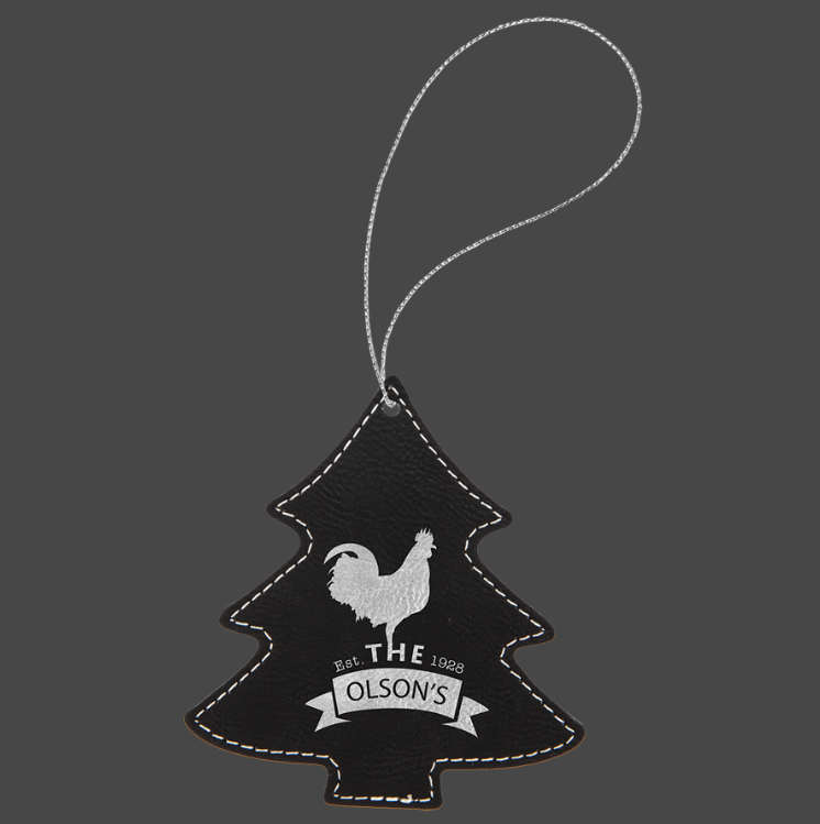 (image for) Leatherette Tree Ornament with Gold String