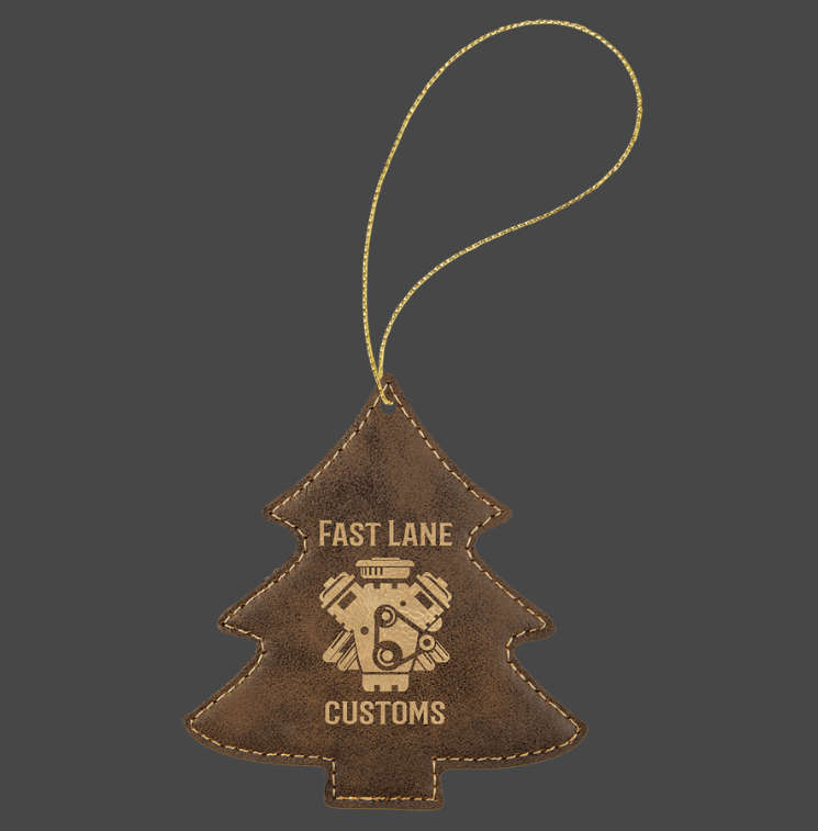 (image for) Leatherette Tree Ornament with Gold String