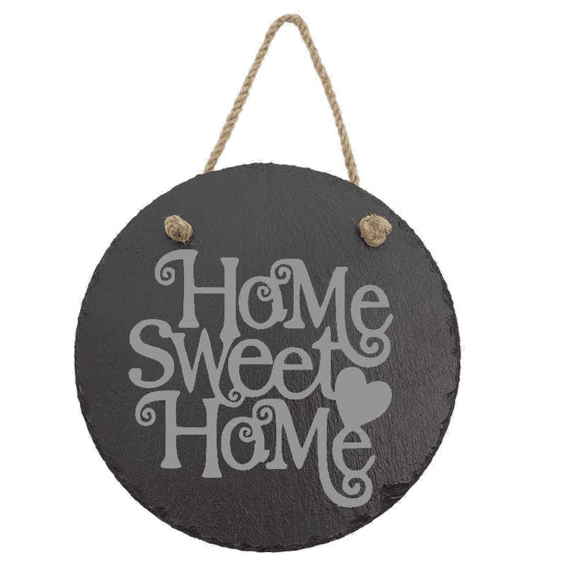 (image for) 7 3/4" Round Slate Decor with Hanger String