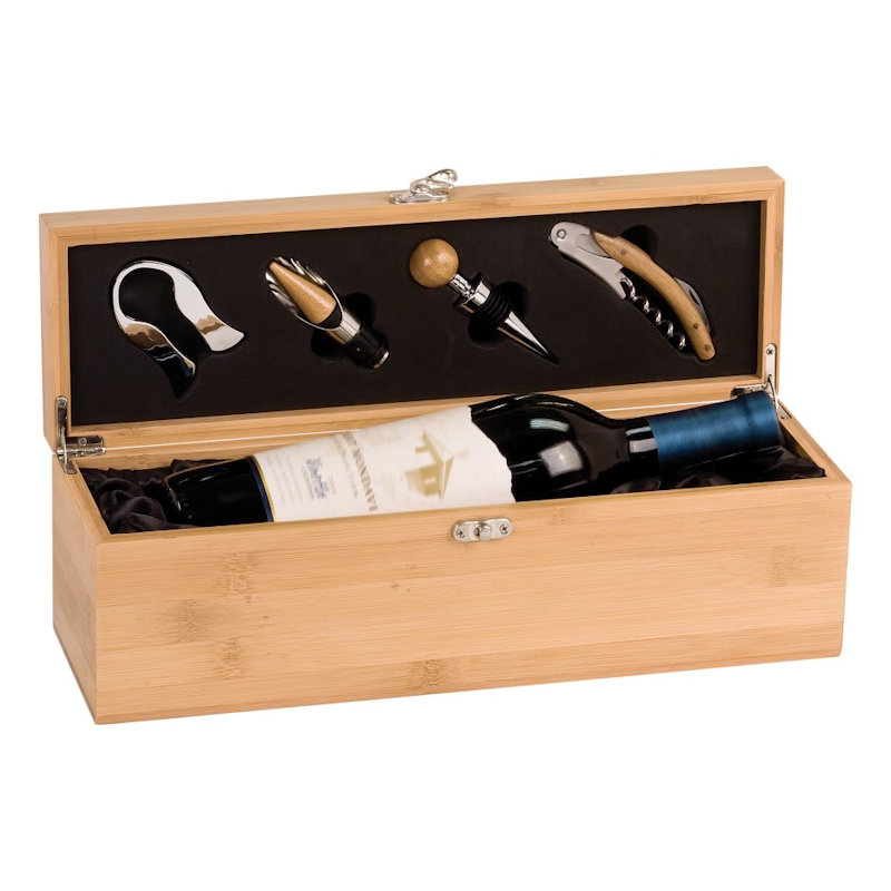 (image for) Bamboo Single Wine Box with Tools