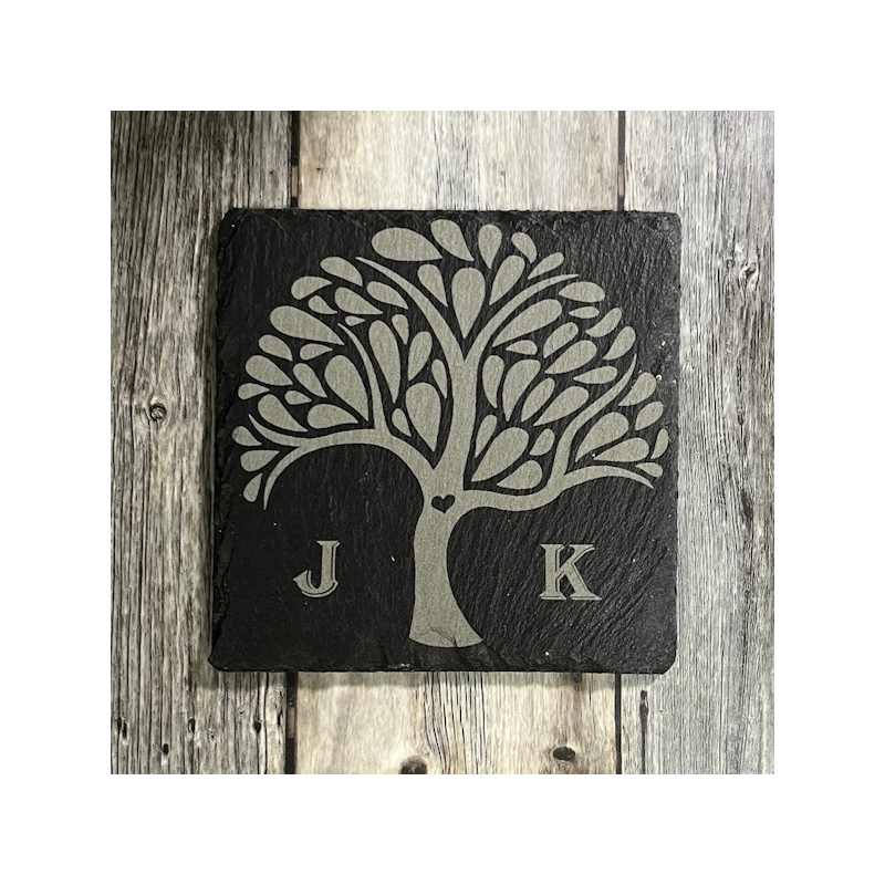 (image for) Tree of life with Heart and Initials, set of 4
