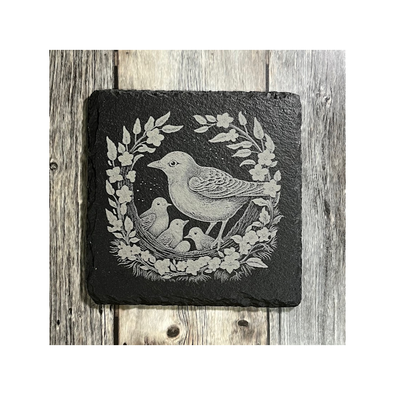 (image for) Mother Bird Design, 4" Slate Coaster, set of 4