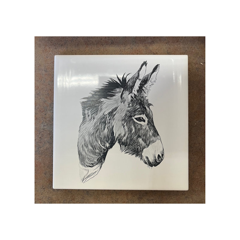 (image for) Ceramic Trivet, 6" Square with Donkey