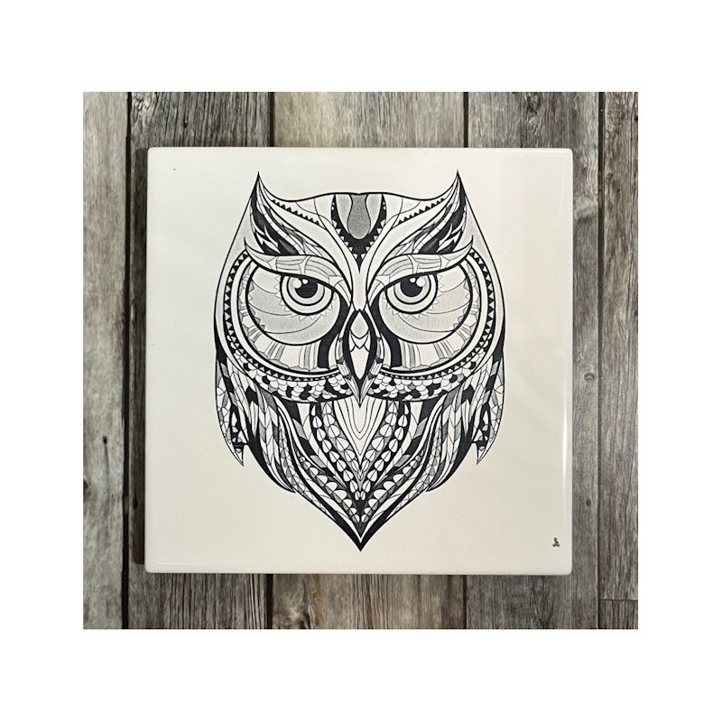 (image for) Ceramic Trivet, 6" Square with Owl