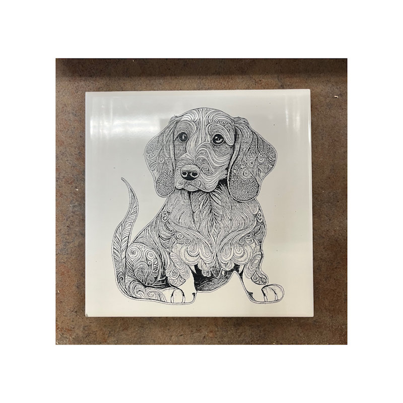 (image for) Ceramic Trivet, 6" Square with Dog