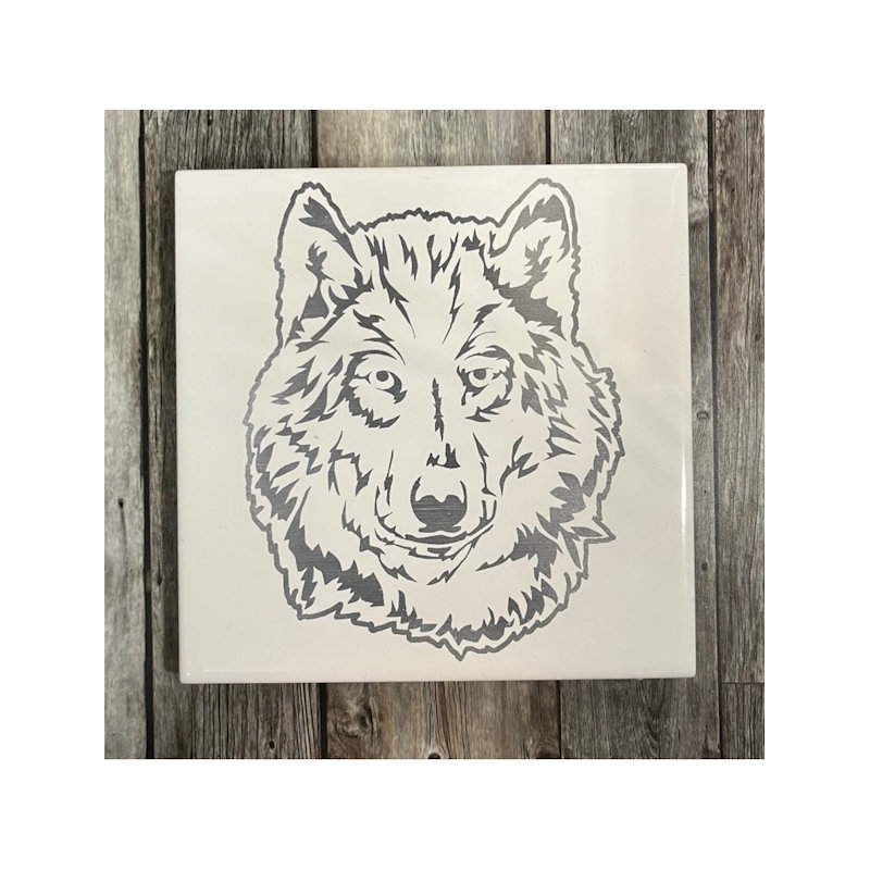 (image for) Ceramic Trivet, 6" Square with Wolf