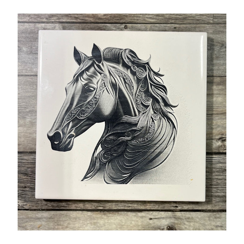 (image for) Ceramic Trivet, 6" Square with Horse Head