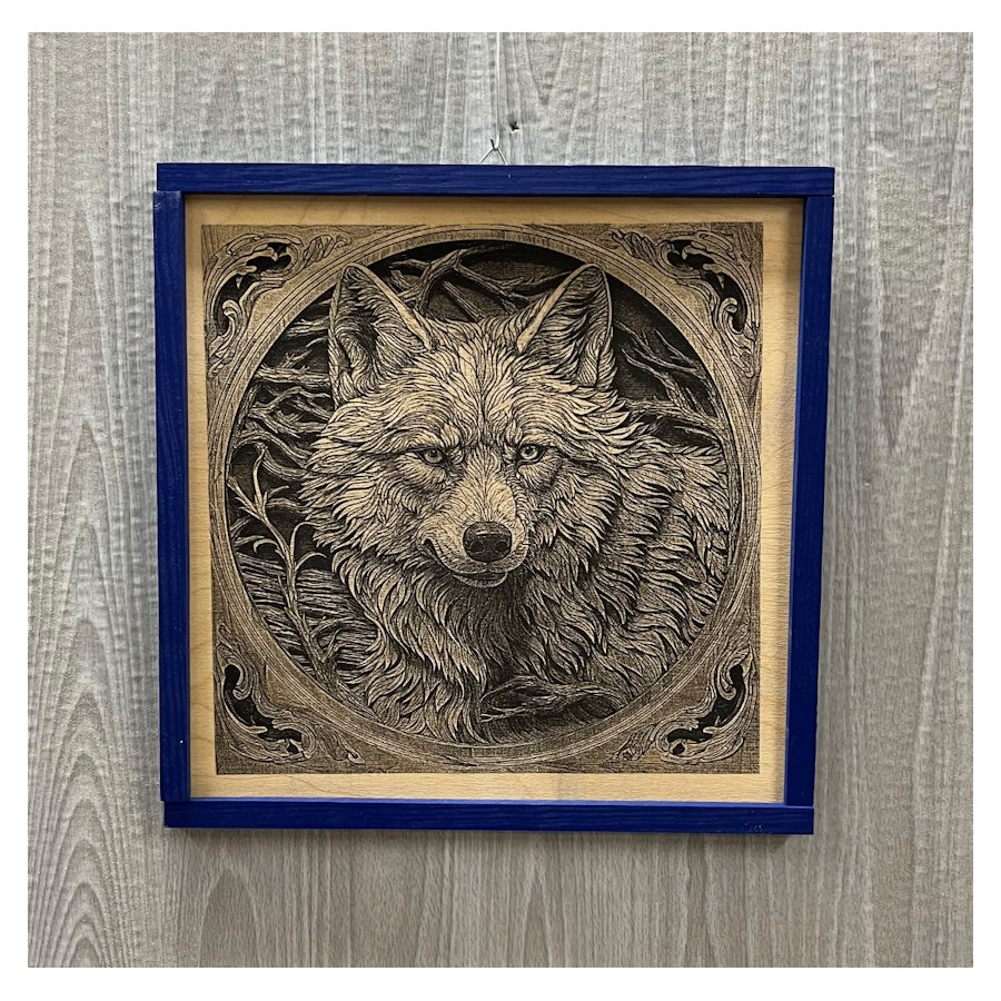 (image for) Wolf Head Laser Art, Framed