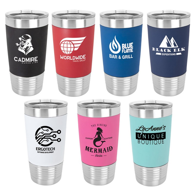 (image for) Polar Camel 20 oz. Insulated Tumbler with Silicone Grip and Clear Lid