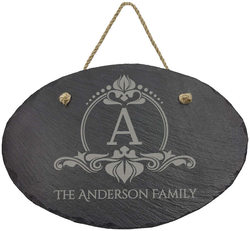 (image for) 11 3/4" x 7 3/4" Oval Slate Decor with Hanger String